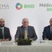 El convenio fue suscrito por Luis Lembert, gerente general del Banco BHD; Miguel Sánchez Caba, presidente del HEMA, y Elías Cruz, tesorero del hospital.- Fuente externa.