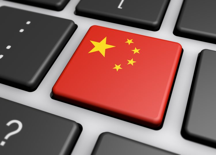 Bandera de China en teclado - Fuente externa.