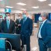 Christopher Paniagua, presidente ejecutivo del Banco Popular Dominicano; Alejandro Fernández W., superintendente de Bancos, y el ingeniero José Hernández Caamaño, vicepresidente del Área de Ingeniería del Banco Popular.