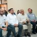 Claudio Caamaño, director ejecutivo de TNR; y Osmar Benítez, presidente ejecutivo de la JAD; junto a otras autoridades del sector durante lanzamiento de convocatorias del Fotesir.