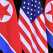 Corea del norte y EEUU banderas