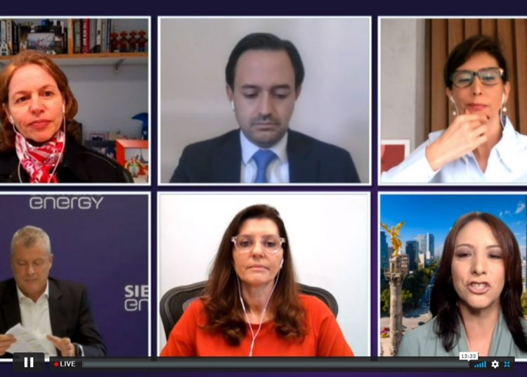 Panelistas participando de la conferencia virtual "Semana de la energía en América Latina".