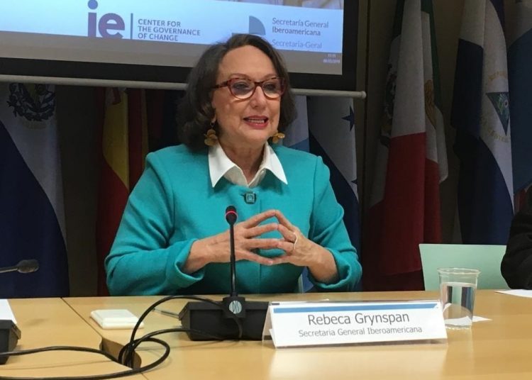 La secretaria general iberoamericana, Rebeca Grynspan. | Europa Press.