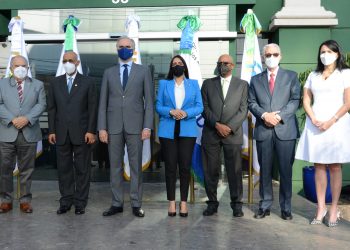 Funcionarios del Sistema Dominicano de la Seguridad Social durante el lanzamiento de la "Semana de la Seguridad Social 2021".