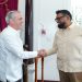 Luis Abinader y Mohamed Irfaan Ali durante el encuentro oficial celebrado en Georgetown.