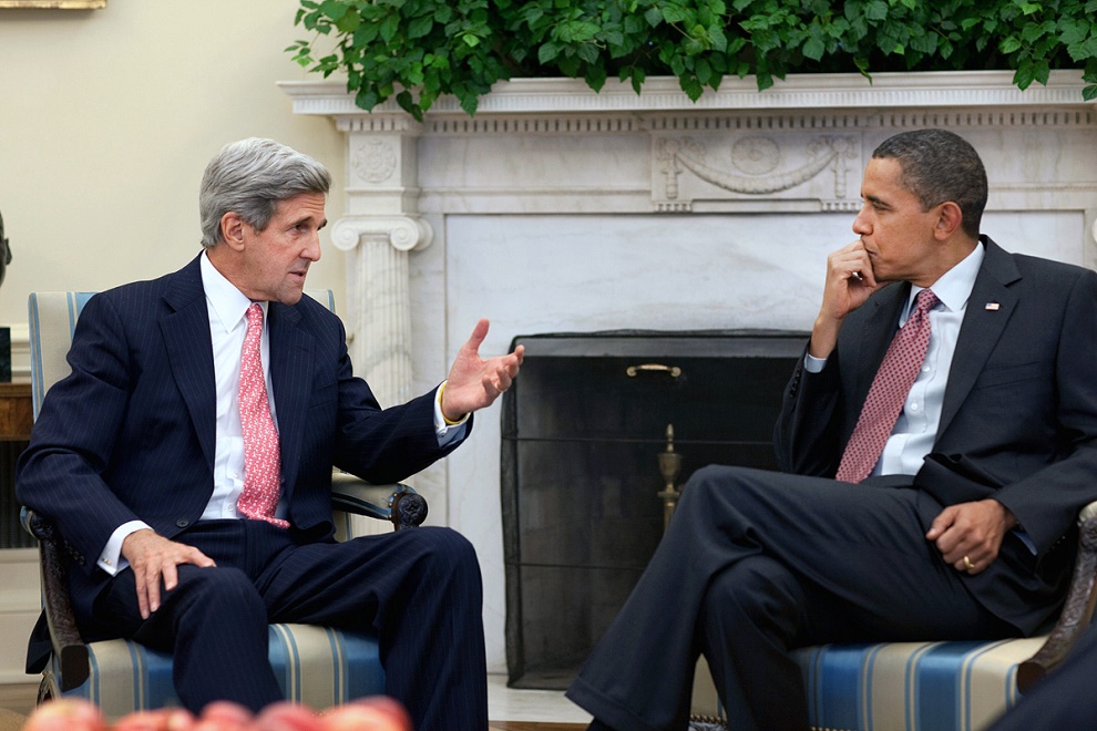 John Kerry y Barack Obama en uno de los encuentros en la Casa Blanca.