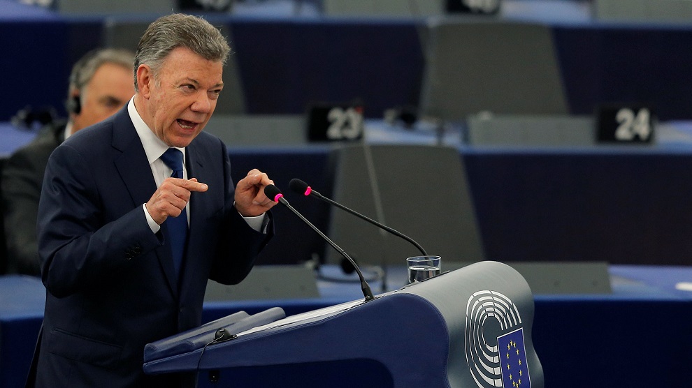 colombian president calderon addresses the european parliament in strasbourg