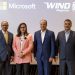 José Clase, presidente Wind Telecom; Marlene Dietsh, gerente Microsoft Cloud; Damian Báez, vicepresidente Wind y Osvaldo Flores, director de Mercadeo.