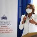 La viceministra de Cooperación Internacional, Olaya Dotel, habla en el acto de firma de alianzas con las gobernadoras de las provincias de la zona fronteriza.