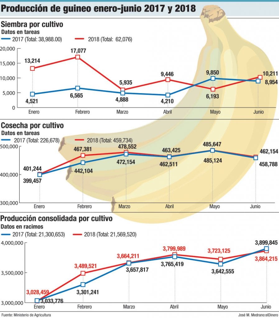 produccion de guineo enero junio 2017 y 2018
