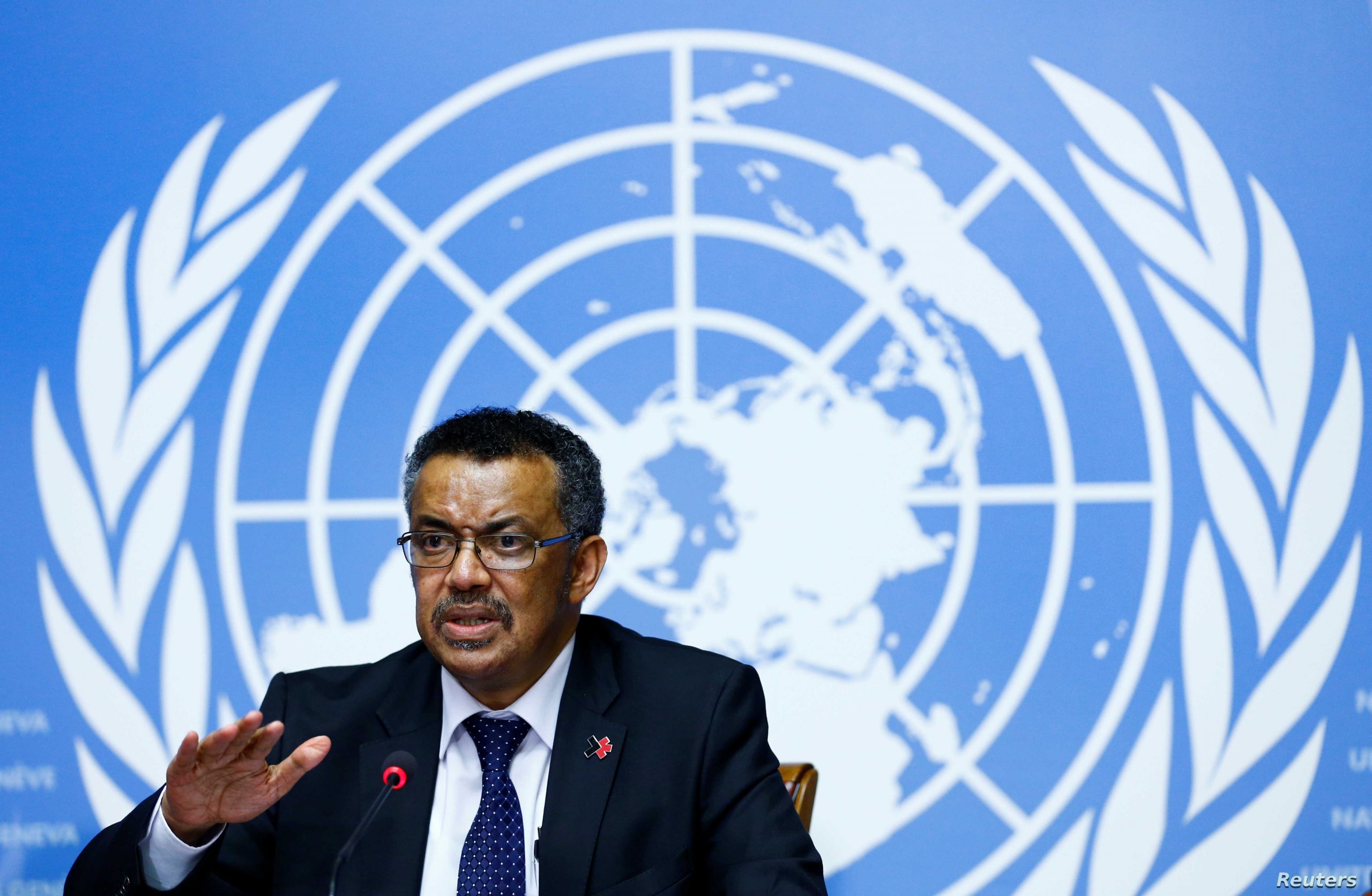 newly elected director general of the who tedros attends a news conference at the united nations in geneva