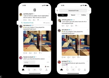 Las publicaciones de Threads han empezado a mostrar una etiqueta que indica, en color azul, un tema junto al icono de una lupa.