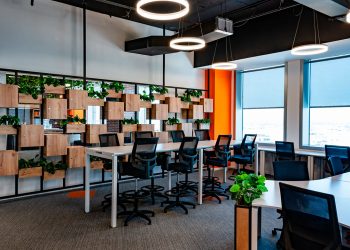 El espacio está distribuido para que las personas puedan trabajar y conectar con otros emprendedores.