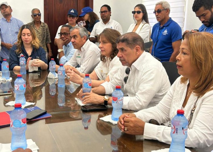 Ministro de Agricultura en Jimaní, junto a otras autoridades. - Fuente externa.