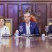 De izquierda a derecha: Raquel Peña, vicepresidente de República Dominicana; Luis Abinader, jefe de Estado; y Joel Santos, ministro de la Presidencia. - Fuente externa.