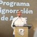 Leonardo Aguilera, presidente ejecutivo de Banreservas, habla en el lanzamiento del Programa Pignoración de Arroz, realizado en Cerro Alto Mountain Club, de La Vega.