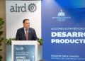 El ministro de Industria, Comercio y Mipymes, Eduardo (Yayo) Sanz Lovatón, durante su exponencia en el Encuentro Industrial: Acciones estratégicas para el desarrollo productivo de la República Dominicana”, organizado por la AIRD.