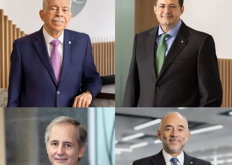 Luis Molina Achécar, presidente del Centro Financiero BHD y del Grupo BHD; Steven Puig, presidente del Banco BHD; Andrés Maldonado, presidente ejecutivo del Centro Financiero BHD, y Fidelio Arturo Despradel, presidente ejecutivo del Banco BHD.