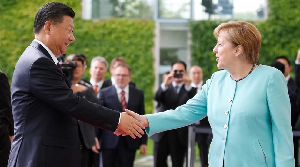 cancillera alemana angela merkel bienvenida presidente chino jinping 1499246845083