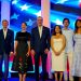 Ministro Consejero Prashant Hemady, canciller Roberto Alvarez, primera dama Raquel Arbaje, presidente Luis Abinader, embajadora Leah Campos, Christian Schandlbauer, Soledad Schandlbauer y Xavier Santiago Schandlbauer.