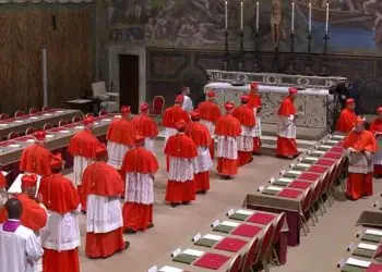 Antes de la procesión, Parolin les recordó en latín que entrarán en cónclave "para elegir al Romano Pontífice y que toda la Iglesia está unida a ellos en oración invoca la gracia del Espíritu Santo para que sea elegido una digno pastor del rebaño de Cristo".