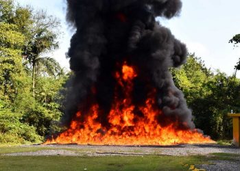 La quema también incluyó 54.2 kilos de otras sustancias que se determinó en los análisis que no correspondían a drogas.