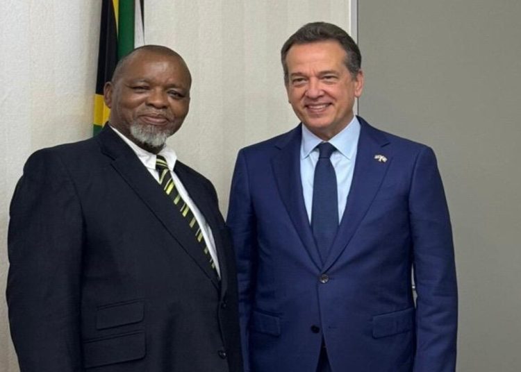 Víctor “Ito” Bisonó y sostiene encuentro con el ministro de Energía y Minas de Sudáfrica, Gwede Mantashe.