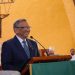 Leonardo Aguilera habla en la misa de Acción de Gracias oficiada en la Parroquia Nuestra Señora de la Anunciación, por el 84 aniversario de la institución financiera.