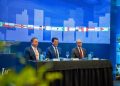 El presidente de la JAC, Héctor Porcella, el ministro de Turismo, David Collado y el secretario de la CLAC, Jaime Binder.