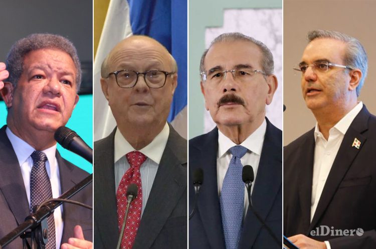 Los presidentes Leonel Fernández, Hipólito Mejía, Danilo Medina y Luis Abinader.