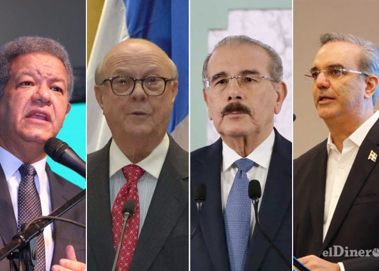 Los presidentes Leonel Fernández, Hipólito Mejía, Danilo Medina y Luis Abinader.